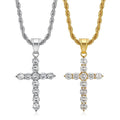No Green Skin 18k Gold 316L Stainless Steel Men Gold Plated Pendant Tennis Cross Jewelry Cubic Zirconia Iced Cross Necklace