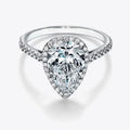 2.45 Carat (ctw) Pear Cut Moissanite Engagement Rings for Women Platinum Plated Silver Ring