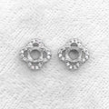 Sterling Silver 5*5mm Semi Mount Stud Earrings Empty Frame Support Blank Setting S925 Base Without Center Stone for DIY Inlay