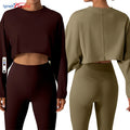 Women's Christmas Clothing White Train Workout Activewear Neck Sweatshirts Long Sleeves Crop Tops Breathable Sportswear Printed