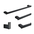 Modern Four-Piece Square Matte Black Stainless Steel Wall Mounted Bathroom Accessories Set for Hotel Washrooms