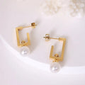 Multiple Wearing Methods Detachable 18k Gold Plated Pearl Wholesale Earrings Pearl Stainless Steel Earring