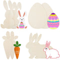 Wholesale 8 Pcs Wooden Ornaments Unfinished Wooden Easter Bunny Eggs and Carrots for DIY Decor Dropshipping