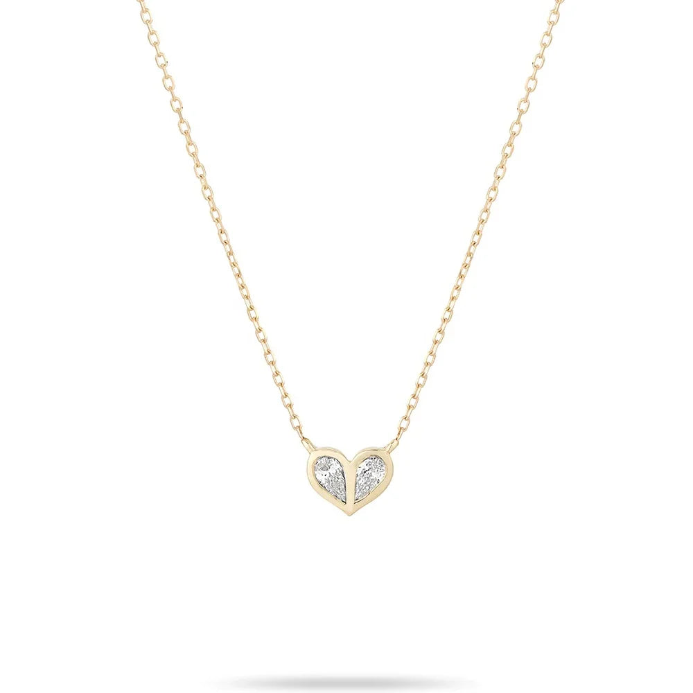 LOZRUNVE 925 Sterling Silver Gold Sweet Love Heart Necklace Set for Girl Women