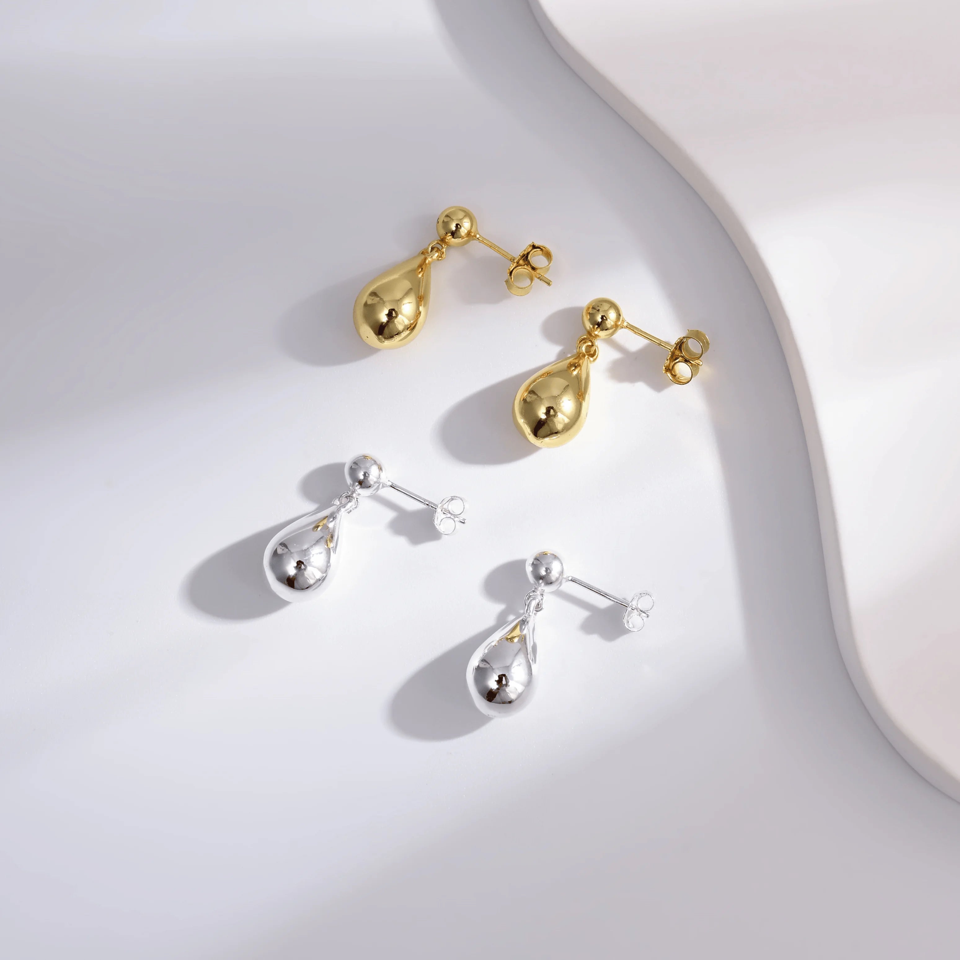 Wholesale Earrings Jewelry Gold Plated Teardrop Waterdrop Drop Earring 925 Sterling Silver Fine Jewelry Earrings