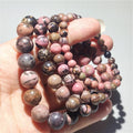 6 8 10 12 mm Pink Crystal Beads Natural Stone Bracelet Stretch Rhodochrosite Bangle Rose Quartz Bracelet for Healing Jewelry
