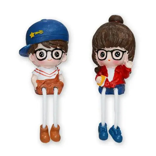 Cartoon Couple Pendant Doll Sculpture Model Hand-painted Artistic Resin Home Decoration