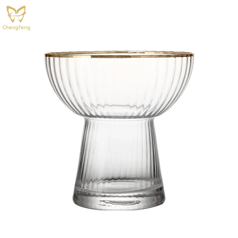 14 OZ Stemless Margarita Glasses Striped Drinking Glasses Contemporary Coupe Cocktail Glasses for Bar Party Wedding