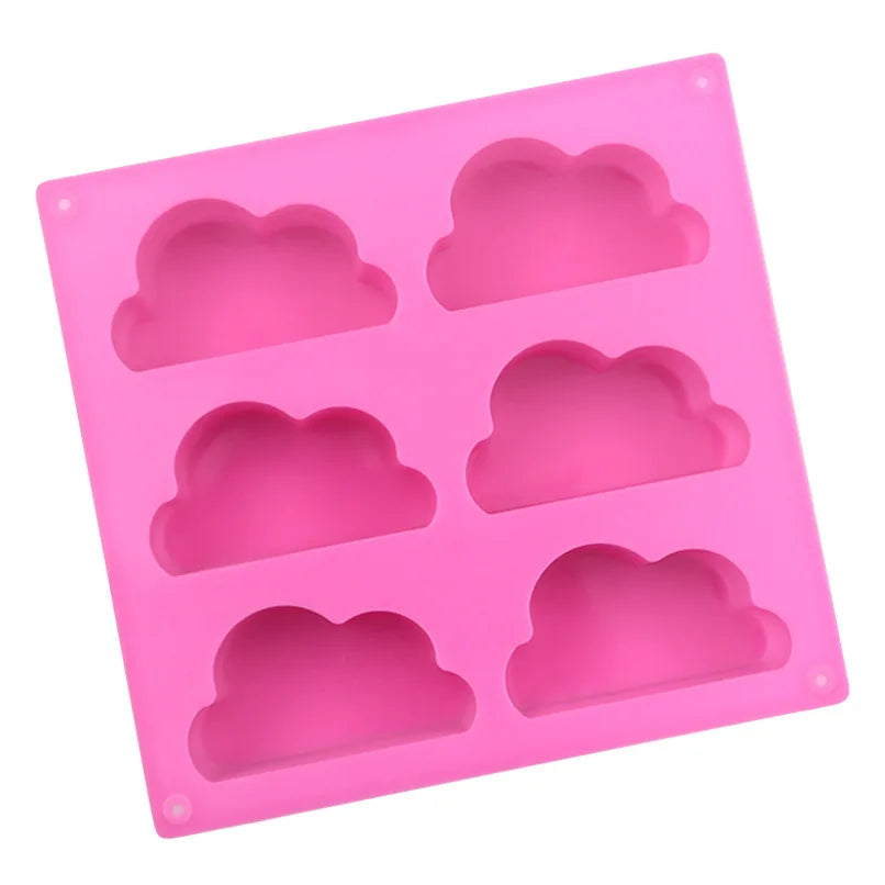 6 Cavities Cloud Cupcake Pans Mousse Cake Silicone Molds Jello Soap Wax Crayon Melt Bath Bomb Mold Lotion Bar Cloud Mould