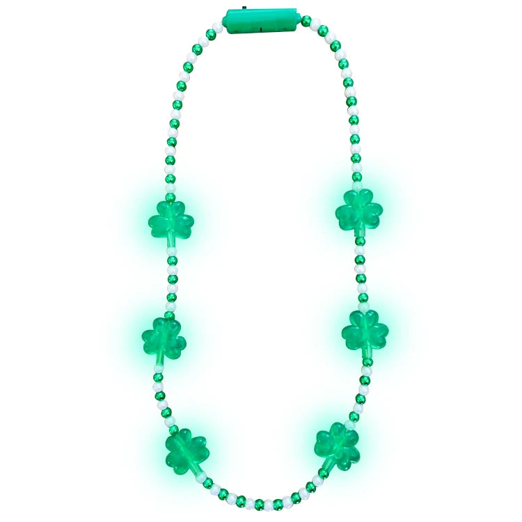 Light up Necklace Each 6 Shamrocks Bulb Light LED Green Shamrocks Necklaces St. Patrick's Day Party Favors Accessories