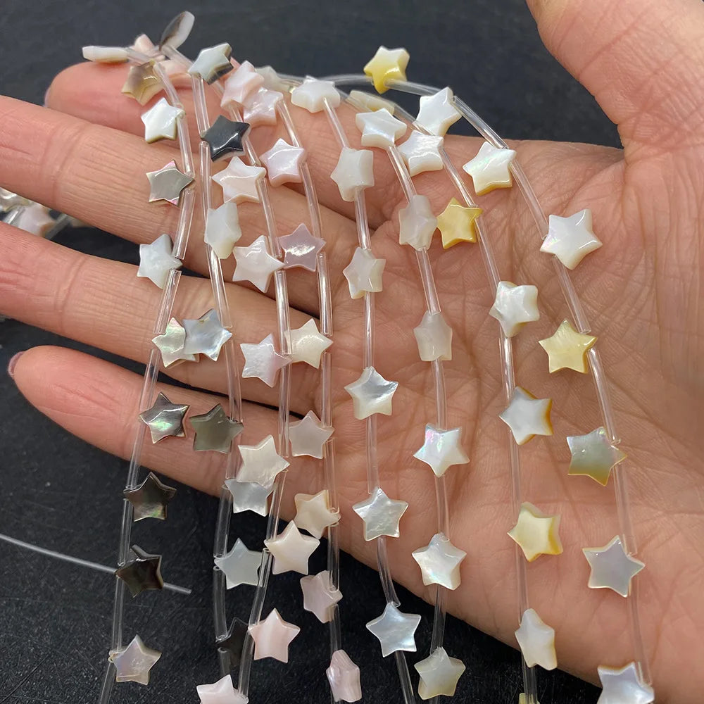 DIY Jewelry Making Shell Material 8mm Star White Black Mother of Pearl Charm Top Drilled