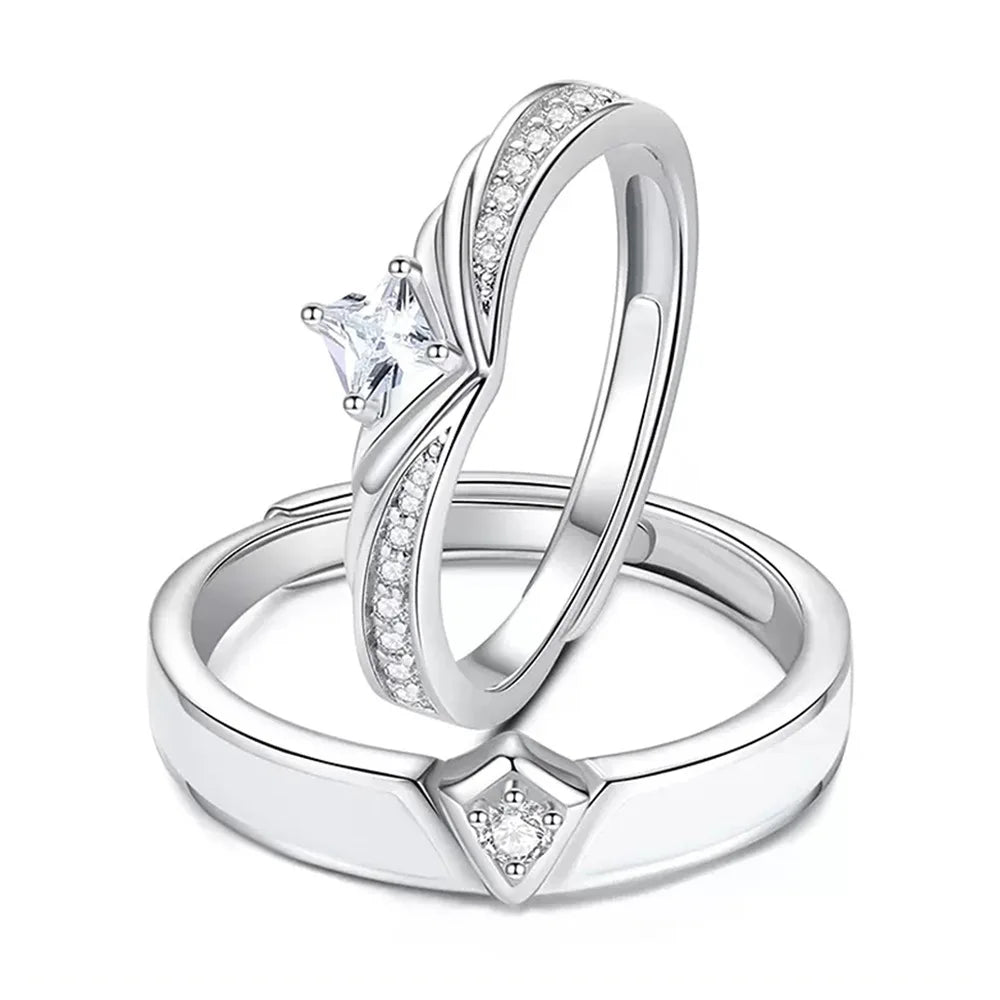 Fashion Rings for Boy and Girl Silver Plated with 925 Marks Wedding Rings Romantic Style Wholesale Price Cheap Zircon Rings