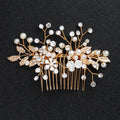 Wholesale Fashion Wedding Party Jewelry Rhinestone Pearl and Crystal Gold Hair Comb Clip for Bridal Accessory