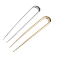 Wholesale 12cm Plain Pan Bun Traceless HairPin Accessories Gold Plate Slide Blonde Metal Hair Stick Clip Fork U Shaped Hair Pin