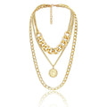 Modern Fashion Gold Layered Thick Necklace Punk Gothic Sweater Chain Pendant Necklace