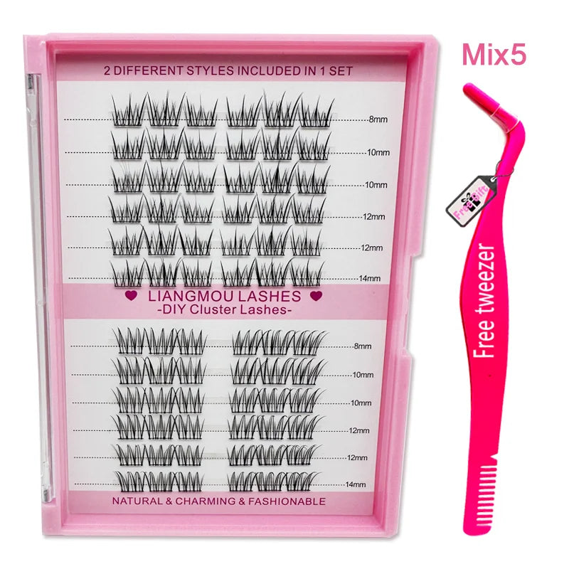 Wholesale 15--18mm Fluffy Faux Mink Lashes Private Label Fluffy Lash Strips Vendor False Lashes Packaging Boxes Mix5