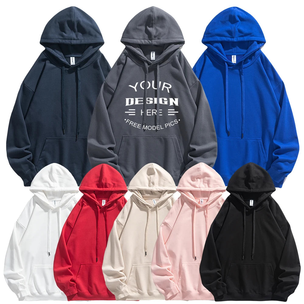 330G 51% Cotton 49% Polyester Winter Custom Oversized Blank Hoodies Mens Pullover Unisex Bulk Plus Size Men's Hoodies Sweatshirt