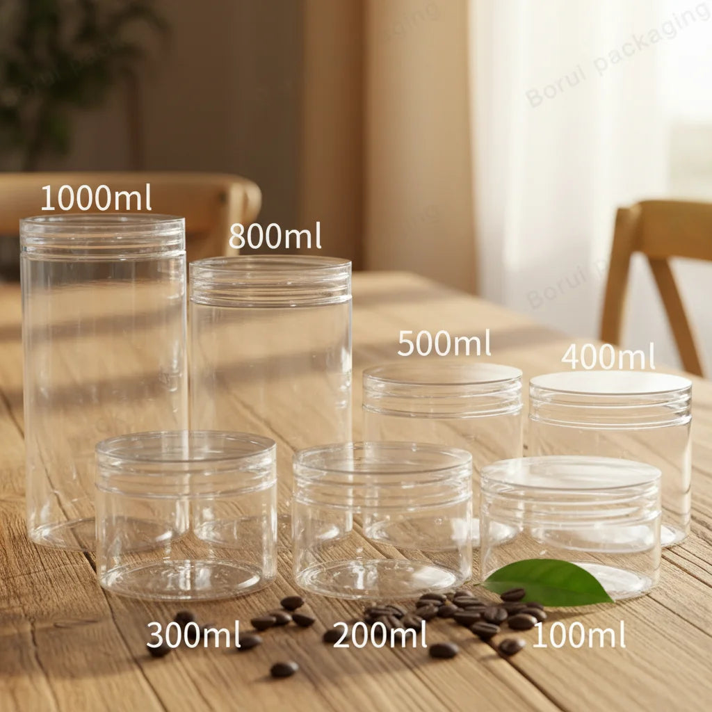 BORUI 50/80/100ml Shatter Proof Cosmetic & Snack Packaging Containers with Plastic Lids for Loose Powder and Lipstick