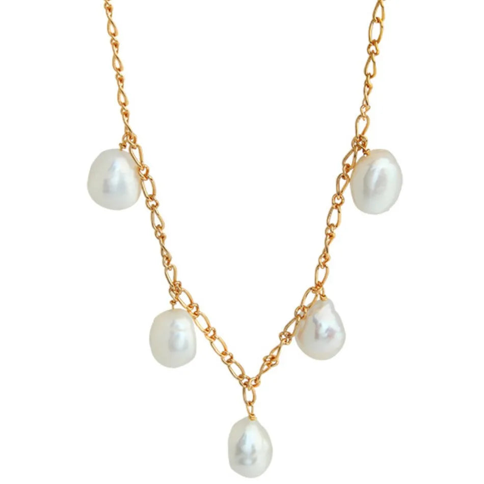 MN00921 Latest New Design 925 Sterling Silver Jewelry Gold Plated Jewelry Baroque Pearl Necklace
