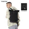 Tigernu T-B9009 Factory Supplier Roll Top Bagpack Black Nylon Waterproof School Laptop Backpack for Girls Women