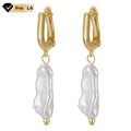 RINNTIN GPE10 Freshwater Pearl Classic and Elegance 14K Gold Plated 925 Sterling Silver Amber Earrings for Women