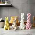 J6-5 Large and Small Long Eared Rabbit Aromatherapy Candle Mould Rabbit Shape Candle Easter DIY Silicone Mold