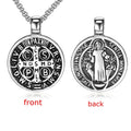 Religious Catholic Jewelry European Style Stainless Steel Saint Benedict Exorcism Medal Catholic Cross Pendant Necklaces