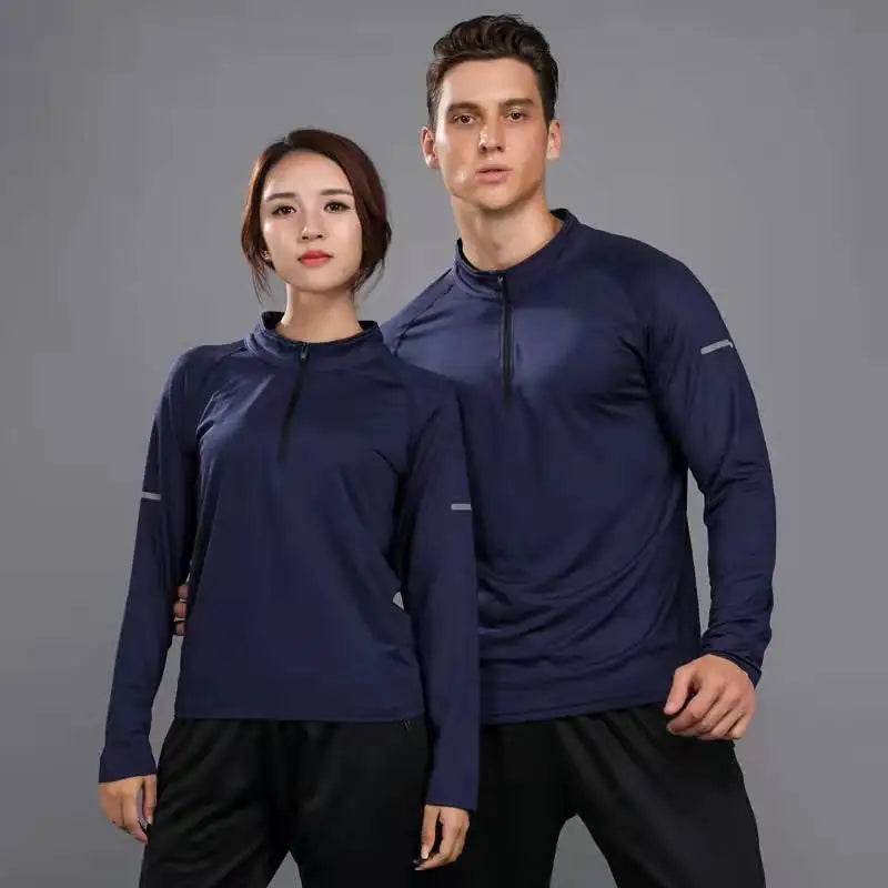 2025 Wholesale Leisure Sports Shirts with 1/4 Zipper Long Sleeve Winter Fast Dry Training Kit for Men Women Printed Pattern