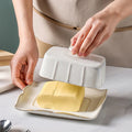 Suppliers White Cheese Fruit Ceramic Butter Keeper Storage Box Butter Cheese Box Dishes & Plates