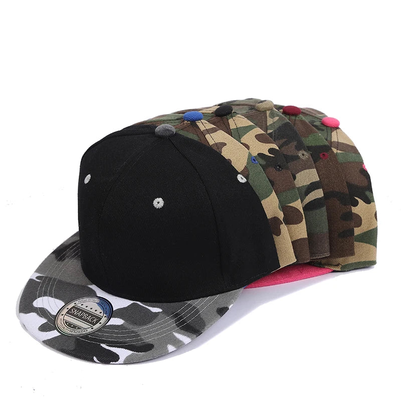 Factory Price Customized Camo Snapback Cap Fitted Baseball Hat With  6 Panel Trucker Hat