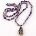 Women Wholesale Collar Statement Custom Necklace 6mm Natural Gemstone Crystal Glass Chip Stone Irregular Druzy Pendant Necklace
