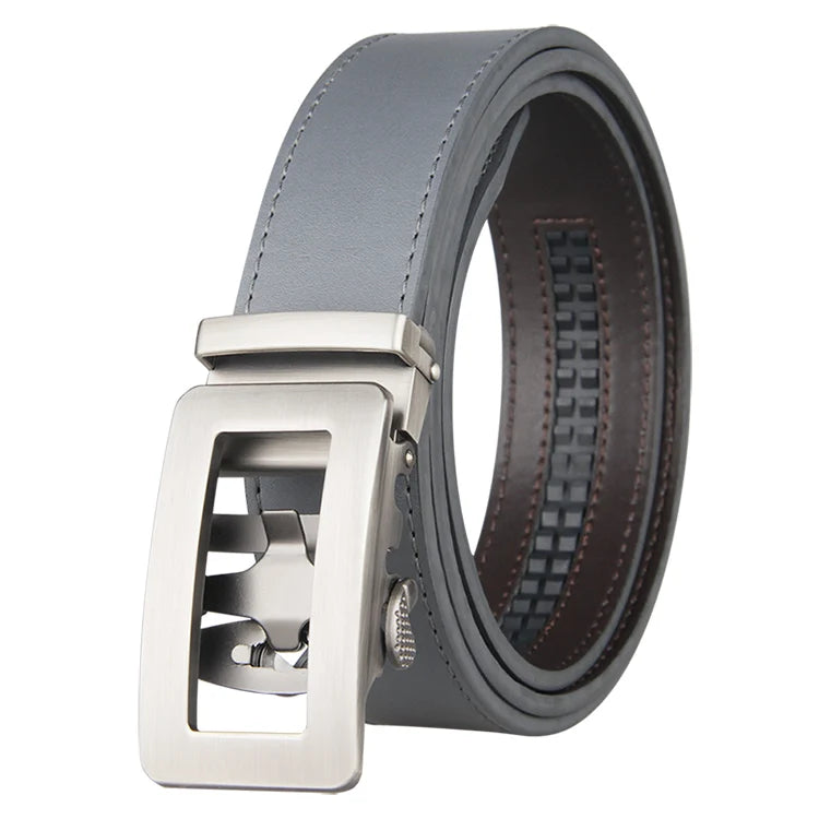 Business Alloy Automatic Buckle Genuine Cow Hide Men Belts