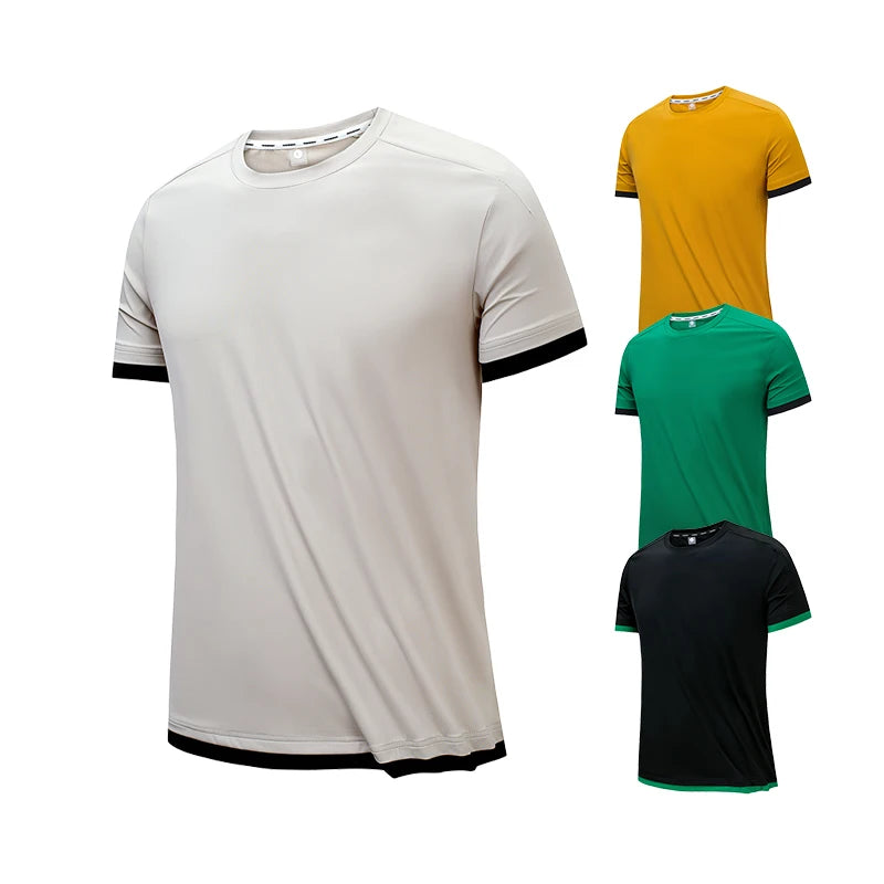 Unisex Short Sleeve T-Shirt Personalized Stretchy Slim Fit Knitted Fabric O-Neck Leisure Summer T Shirts for Men Wholesale