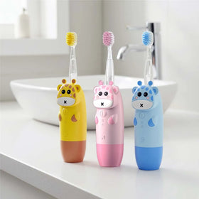 Children Teeth Brush Manufacturer IPX7 Waterproof Silicone Toothbrush 360 Degree LED Light Kids Auto Sonic Colorful Toothbrush