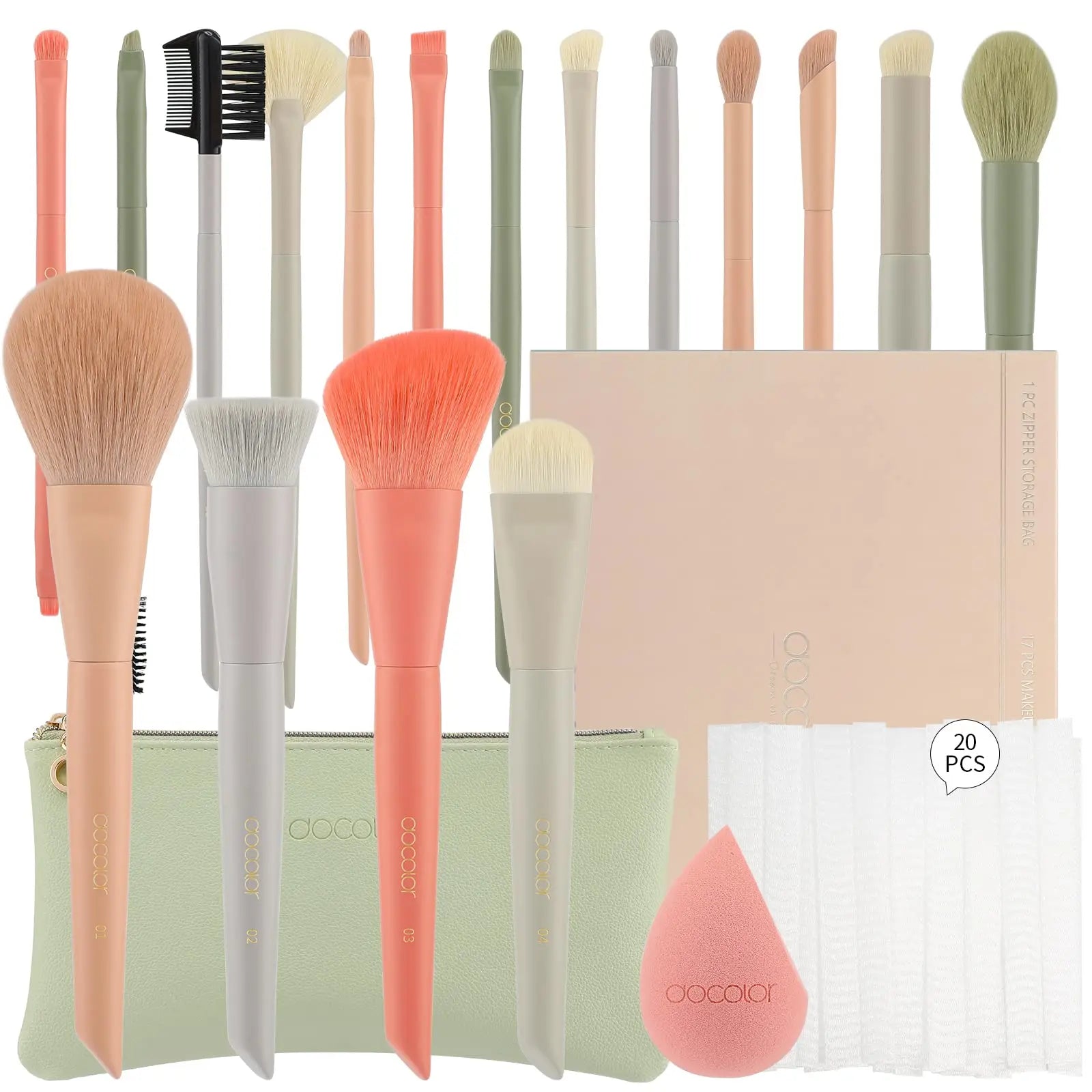 OEM ODM Customizable Morandi Flour Kabuki Foundation Blush Eye Shadow Concealer Brush Set for Face Use Complements Shaving Brush