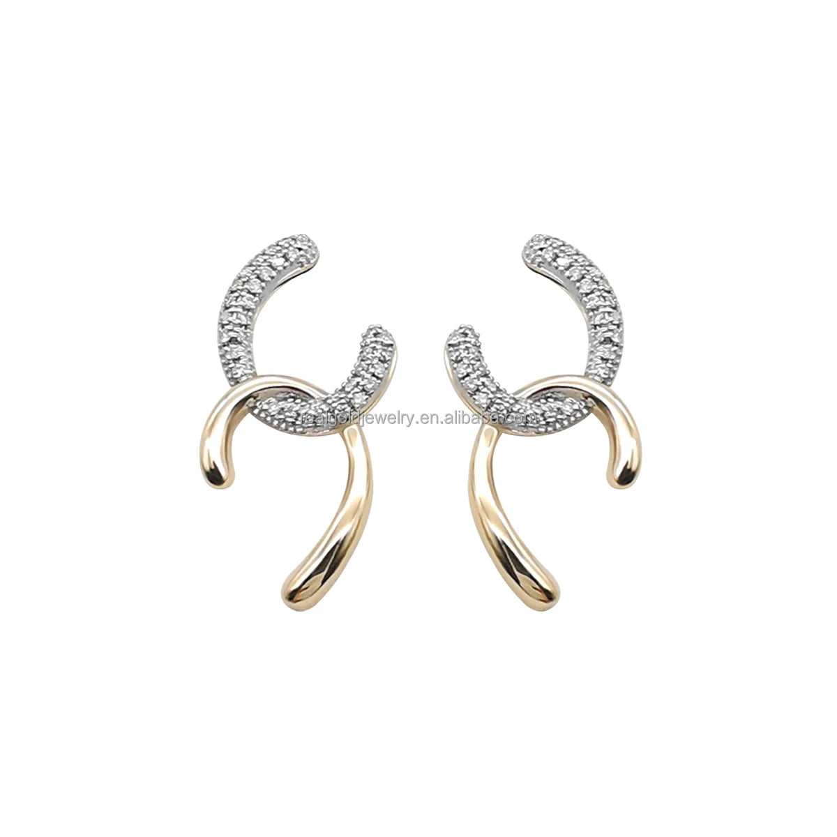 Nature Diamond Earrings Jewelry Trendy Cute Shape 14K Au585 Solid Gold Earrings Fine Jewelry for Women Wedding GIft