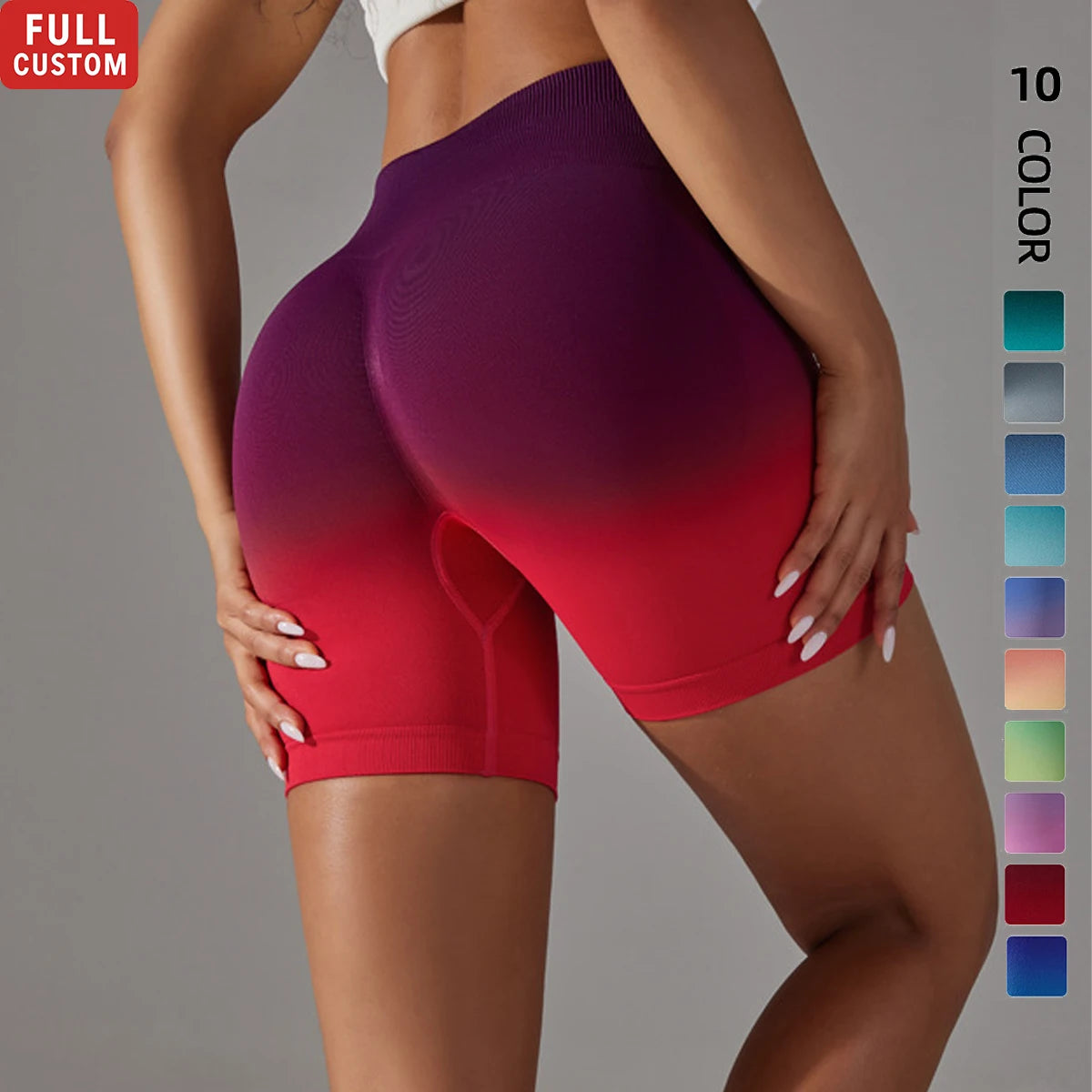 Wholesale High Waist Gym Athletic Ombre Yoga Shorts Woman Workout Yoga Shorts