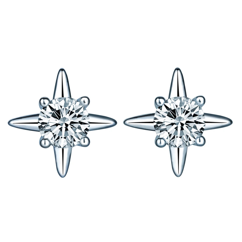 Latest Earrings Jewelry Shining Star Snowflake Inlaid Zircon Stone S925 Sterling Silver Women's Unique Earrings