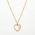 Fenny 18K Gold Plated Sweety Fashion White Shell Heart Pendant Necklace Gift for Women Stainless Steel Jewelry Wholesale