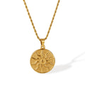 Hot Selling Women's Stainless Steel Necklace Trendy Gold Plated Butterfly Link Hip Hop Punk Style Sun Totem Pendant Fashion