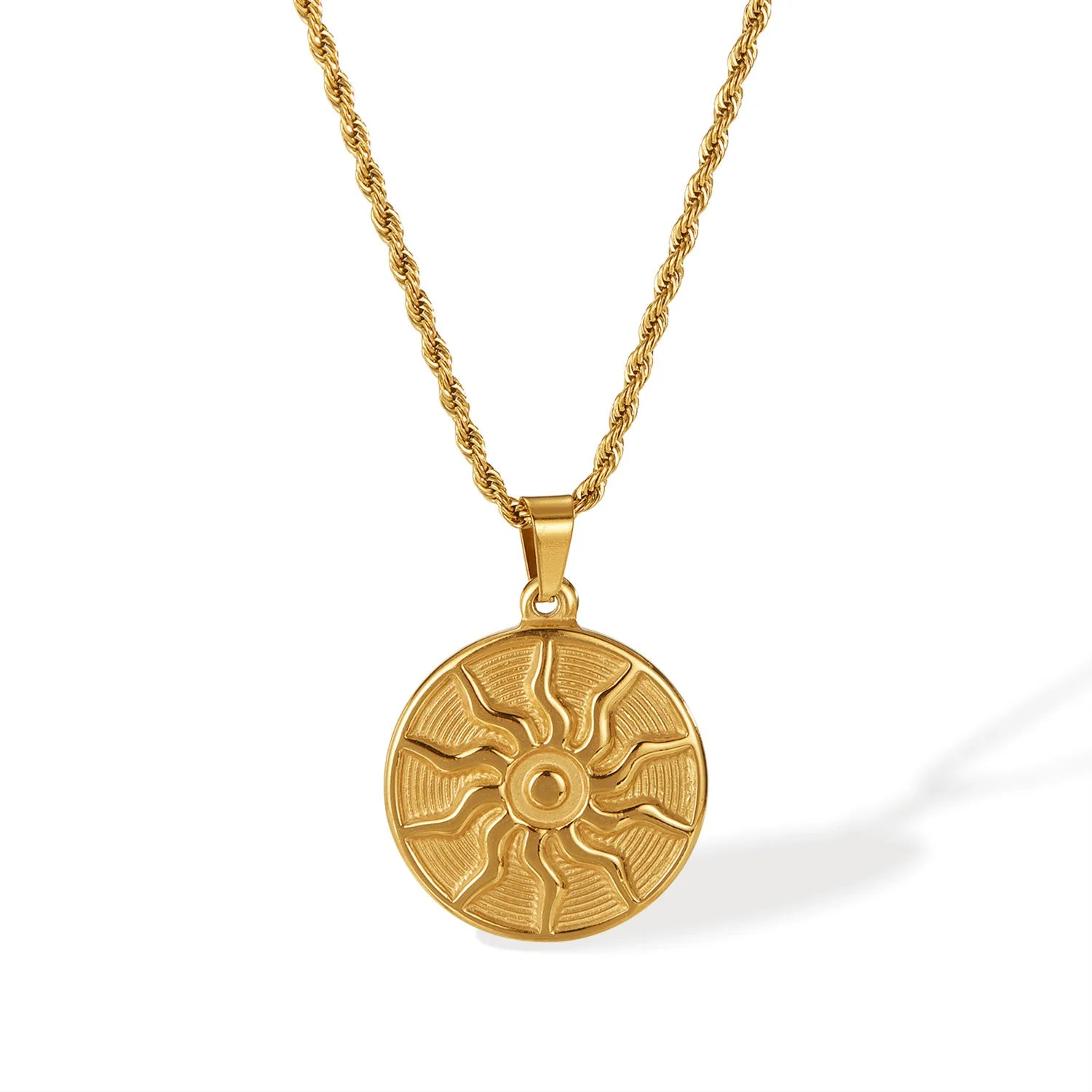 Hot Selling Women's Stainless Steel Necklace Trendy Gold Plated Butterfly Link Hip Hop Punk Style Sun Totem Pendant Fashion