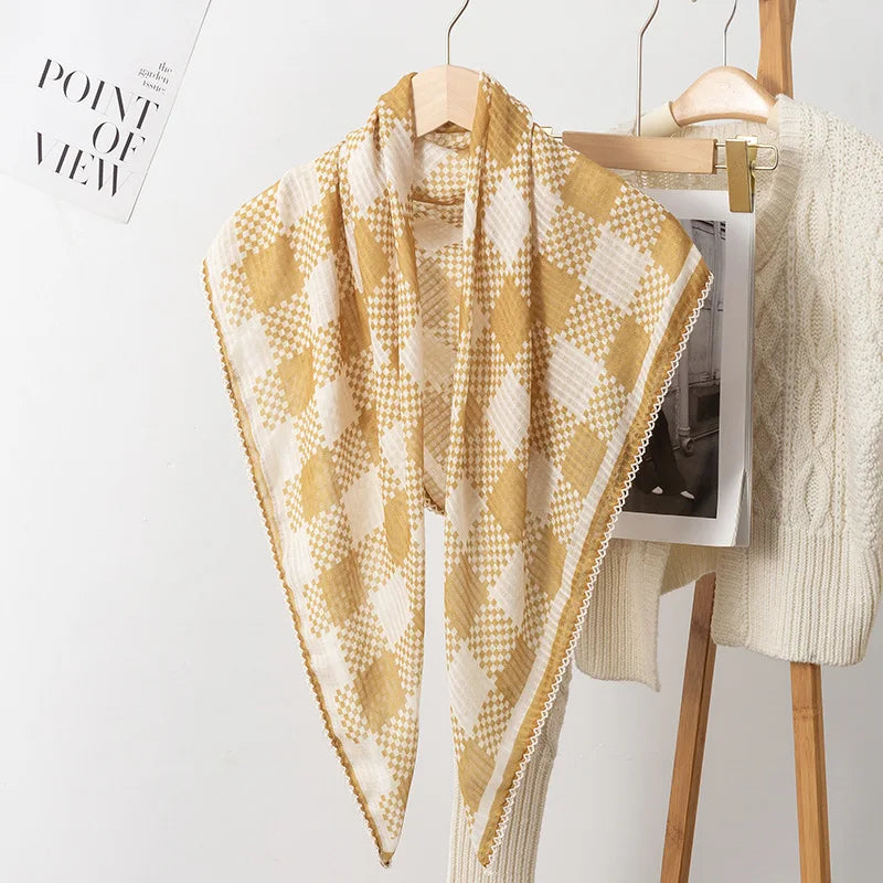Fashion Design Floral Cotton Polyester Crinkle Printed Square Scarf Wrinkle Hijab Muslim Women Tudung Pleated Shawl
