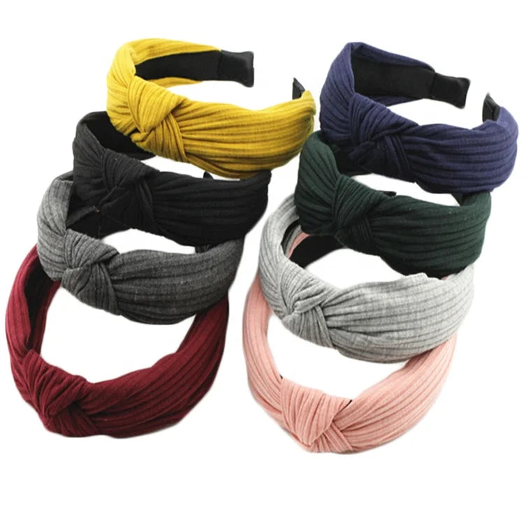 MIO New Fabric Knitted Cross-knotted Headband Broadband Striped Creative Headwear