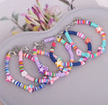 Colorful Flower Heishi Bead Link Chain Summer Bracelet Bohemian Polymer Clay Discs Beads Bracelet for Woman Girls