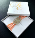 2026 New Arrivals Silk Fabric Hardcover Wedding Invitation Cards With Box Custom Ribbon Color Gold Foil Silk Invitation
