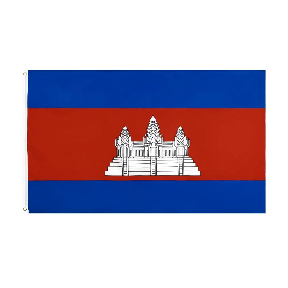 Ready to Ship 100% Polyester 3x5ft Stock Printed Cambodian Cambodia Flag