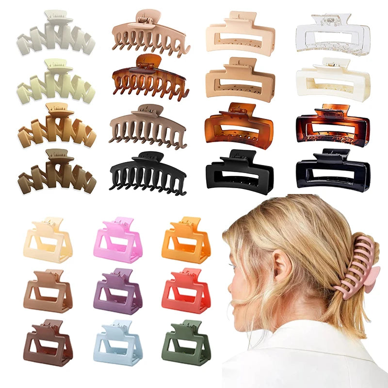 Wholesale Convenience Women Various Colors Acrylic Large Rectangle Matte Hair Non-slip Clip Claw Set for Thick Hair Make up Bath