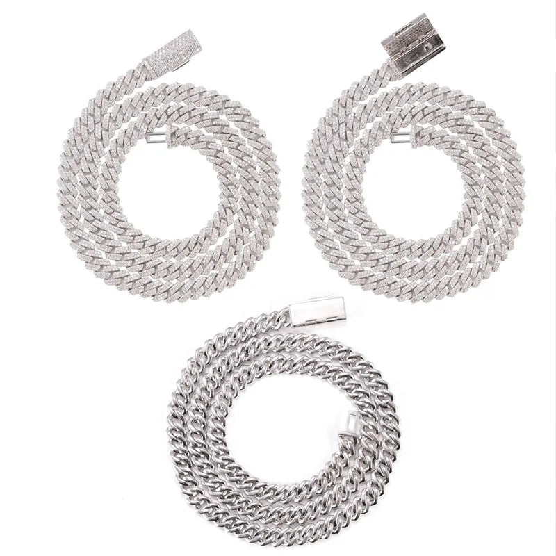 Wholesale 925 Sterling Silver Classic Hip Hop VVS Cuban Necklace Moissanite Quality White Cut Fashionable Stud Earrings Weddings