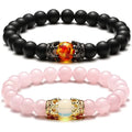 HOVANCI Bracelet De Couple Amour Tiger Eye Stone Amethyst Volcanic Stone Bracelet for Couple