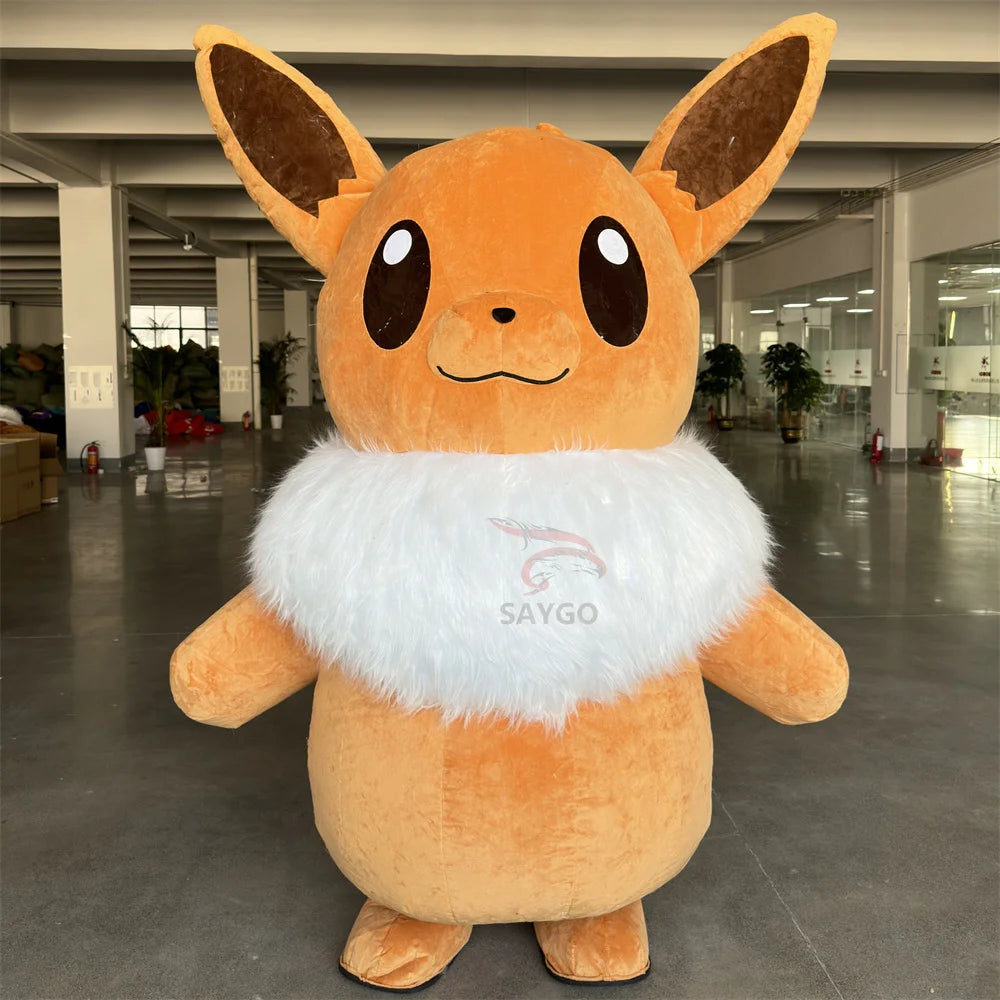 The Eevee Costume Made in Furry Material for Adults Eevee Pikachus' Mascot Costume Inflatable 2.6m